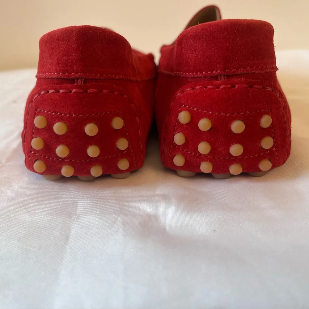 M. Gemi Red Suede Driving Loafers - Picture 3 of 9